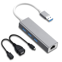 Load image into Gallery viewer, ZYF USB 3.0 Hub with RJ45 10/100/1000 Gigabit Ethernet Adapter for Laptop, Notebook
