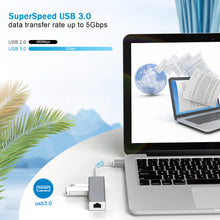 Load image into Gallery viewer, ZYF USB 3.0 Hub with RJ45 10/100/1000 Gigabit Ethernet Adapter for Laptop, Notebook
