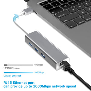 ZYF USB 3.0 Hub with RJ45 10/100/1000 Gigabit Ethernet Adapter for Laptop, Notebook